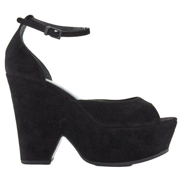 Celine Phoebe Philo suede cut out platform wedge ankle cuff heels - Picture 1 of 6